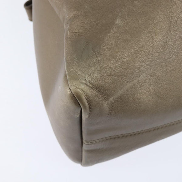 BVLGARI Tote Bag Leather Champagne Gold Auth bs30583