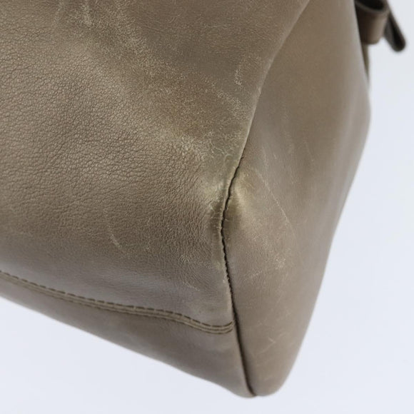 BVLGARI Tote Bag Leather Champagne Gold Auth bs30583