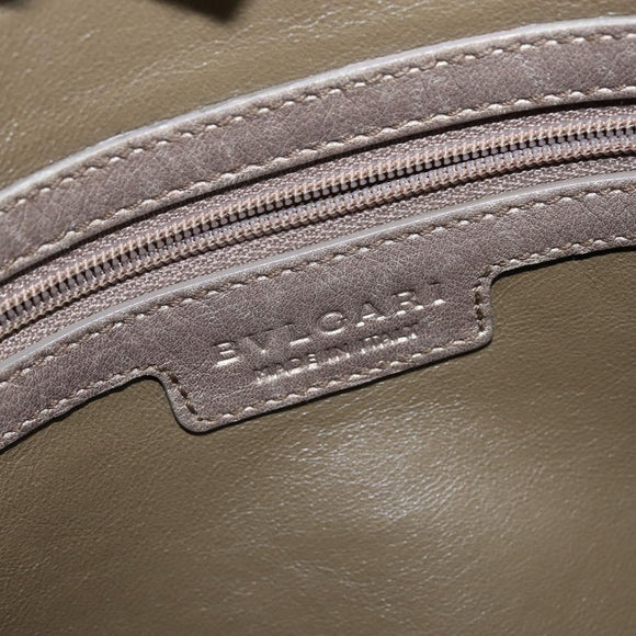 BVLGARI Tote Bag Leather Champagne Gold Auth bs30583