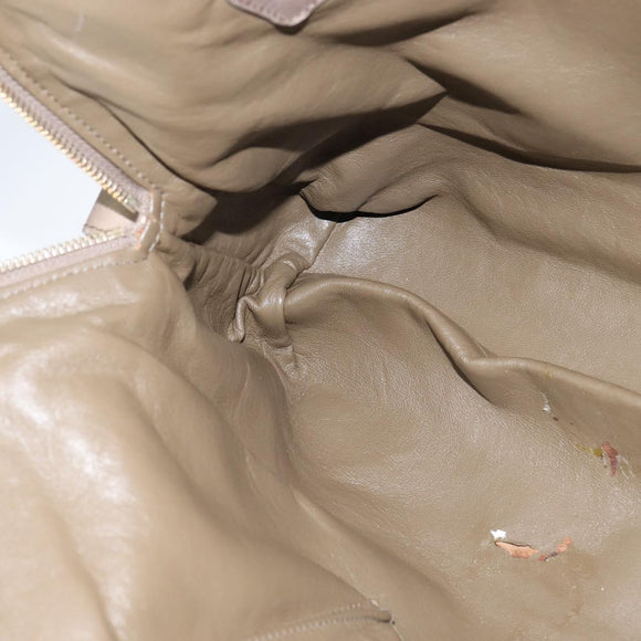 BVLGARI Tote Bag Leather Champagne Gold Auth bs30583