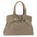 BVLGARI Tote Bag Leather Champagne Gold Auth bs30583-1