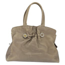 BVLGARI Tote Bag Leather Champagne Gold Auth bs30583-2