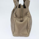 BVLGARI Tote Bag Leather Champagne Gold Auth bs30583-4