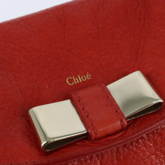 Chloe Lily Shoulder Bag Leather 2way Red Gold Auth bs30584
