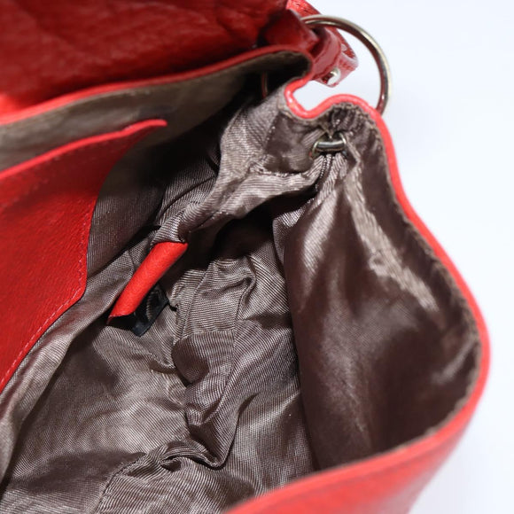 Chloe Lily Shoulder Bag Leather 2way Red Gold Auth bs30584