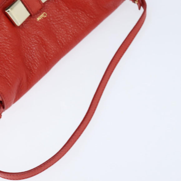 Chloe Lily Shoulder Bag Leather 2way Red Gold Auth bs30584
