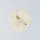 CHANEL Camelia Brooch Nylon White CC Auth bs30592-3
