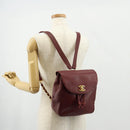 CHANEL Backpack Caviar Skin Red Gold CC Auth bs30593V-27