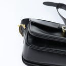 CELINE Horse Carriage Shoulder Bag Leather Black Gold Auth bs30594-9