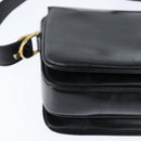 CELINE Horse Carriage Shoulder Bag Leather Black Gold Auth bs30594-15