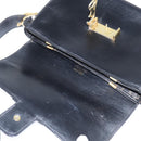 CELINE Horse Carriage Shoulder Bag Leather Black Gold Auth bs30594-10