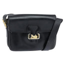 CELINE Horse Carriage Shoulder Bag Leather Black Gold Auth bs30594-1