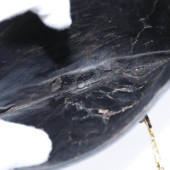 CELINE Horse Carriage Shoulder Bag Leather Black Gold Auth bs30594