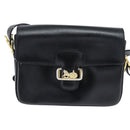 CELINE Horse Carriage Shoulder Bag Leather Black Gold Auth bs30594-13