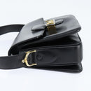 CELINE Horse Carriage Shoulder Bag Leather Black Gold Auth bs30594-3