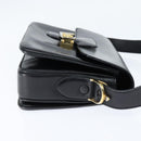 CELINE Horse Carriage Shoulder Bag Leather Black Gold Auth bs30594-4