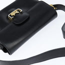 CELINE Horse Carriage Shoulder Bag Leather Black Gold Auth bs30594-6