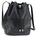 TIFFANY&Co. Shoulder Bag Leather Black Gold Auth bs30595-1