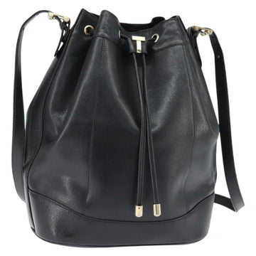 TIFFANY&Co. Shoulder Bag Leather Black Gold Auth bs30595