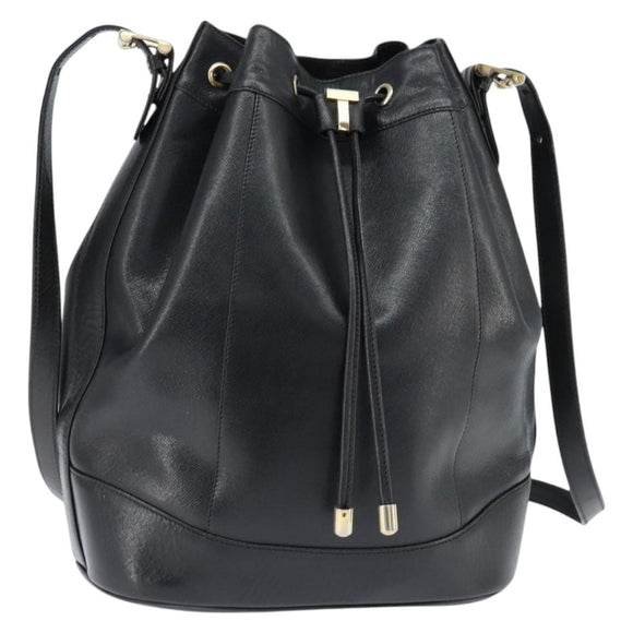 TIFFANY&Co. Shoulder Bag Leather Black Gold Auth bs30595