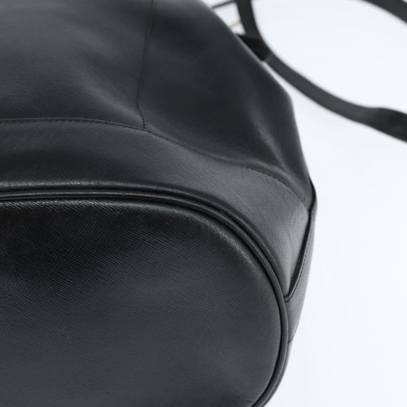 TIFFANY&Co. Shoulder Bag Leather Black Gold Auth bs30595