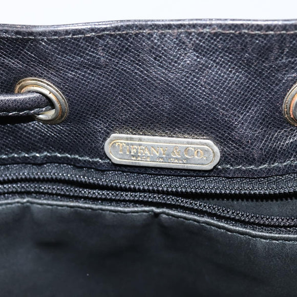 TIFFANY&Co. Shoulder Bag Leather Black Gold Auth bs30595