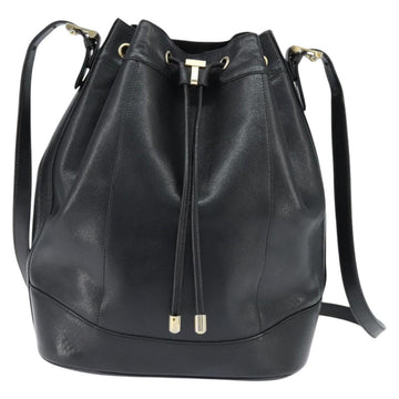 TIFFANY&Co. Shoulder Bag Leather Black Gold Auth bs30595 - 0