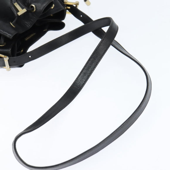 TIFFANY&Co. Shoulder Bag Leather Black Gold Auth bs30595