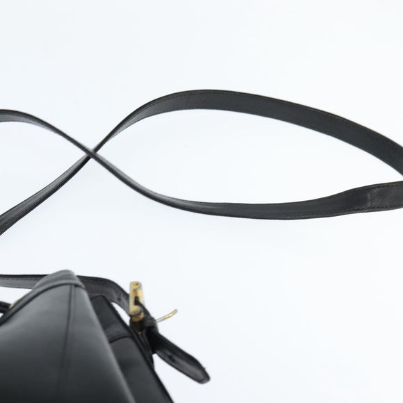 TIFFANY&Co. Shoulder Bag Leather Black Gold Auth bs30595