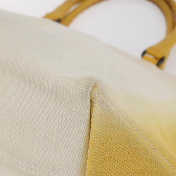 BOTTEGA VENETA Tote Bag Canvas Leather Yellow Auth bs30596