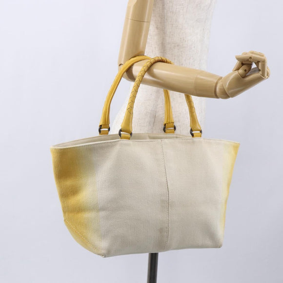 BOTTEGA VENETA Tote Bag Canvas Leather Yellow Auth bs30596