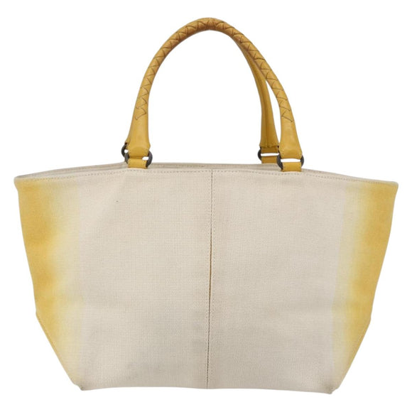 BOTTEGA VENETA Tote Bag Canvas Leather Yellow Auth bs30596