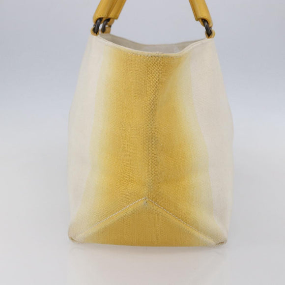 BOTTEGA VENETA Tote Bag Canvas Leather Yellow Auth bs30596
