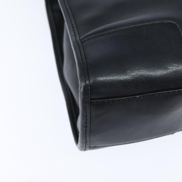 LOEWE Anagram Shoulder Bag Leather Black Silver Auth bs30598