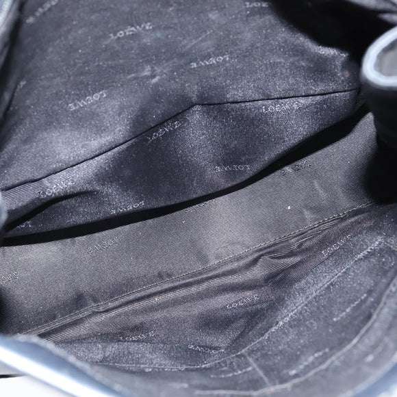 LOEWE Anagram Shoulder Bag Leather Black Silver Auth bs30598