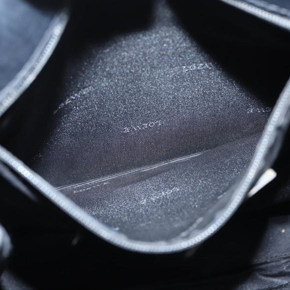 LOEWE Anagram Shoulder Bag Leather Black Silver Auth bs30598