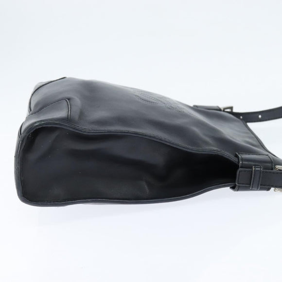 LOEWE Anagram Shoulder Bag Leather Black Silver Auth bs30598