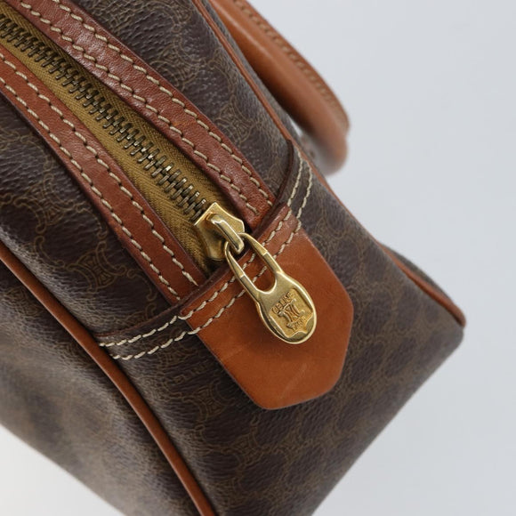 CELINE Macadam Canvas Hand Bag PVC Leather Brown Gold Auth bs30599