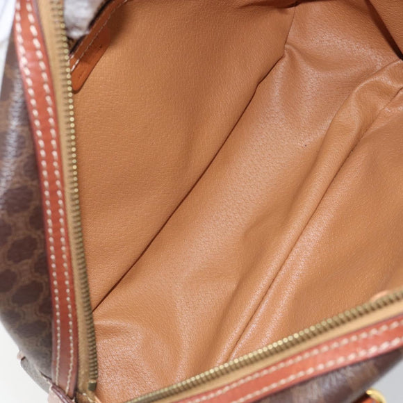 CELINE Macadam Canvas Hand Bag PVC Leather Brown Gold Auth bs30599