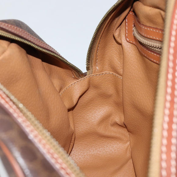 CELINE Macadam Canvas Hand Bag PVC Leather Brown Gold Auth bs30599