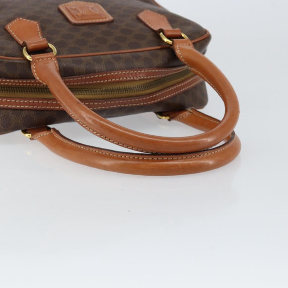 CELINE Macadam Canvas Hand Bag PVC Leather Brown Gold Auth bs30599