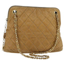 CHANEL Chain Shoulder Bag Lamb Skin Brown Gold CC Auth bs30600-1