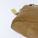 CHANEL Chain Shoulder Bag Lamb Skin Brown Gold CC Auth bs30600-10