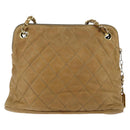 CHANEL Chain Shoulder Bag Lamb Skin Brown Gold CC Auth bs30600-3