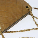 CHANEL Chain Shoulder Bag Lamb Skin Brown Gold CC Auth bs30600-6
