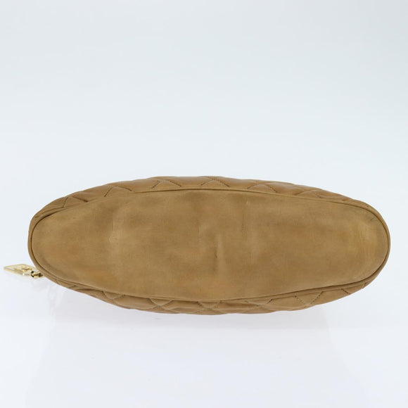 CHANEL Chain Shoulder Bag Lamb Skin Brown Gold CC Auth bs30600