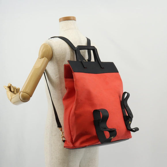 LOEWE Backpack Canvas Black Red Auth bs30603