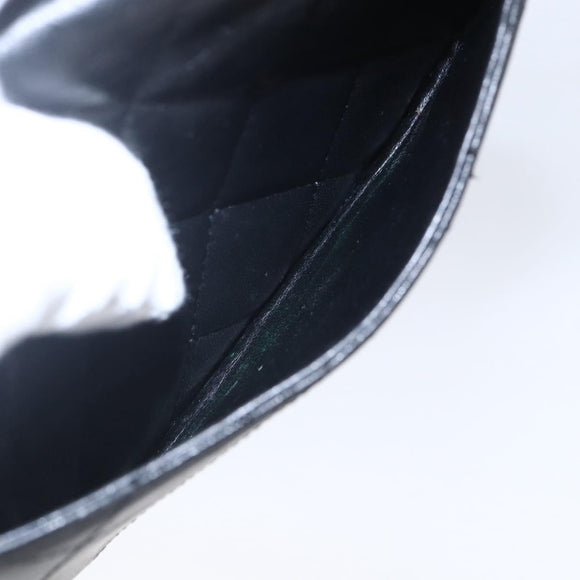 CHANEL Matelasse Long Wallet Lamb Skin Black Silver CC Auth bs30604