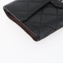 CHANEL Matelasse Long Wallet Lamb Skin Black Silver CC Auth bs30604-14