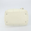 CHANEL Choco Bar Shoulder Bag Caviar Skin White Silver CC Auth bs30605-10